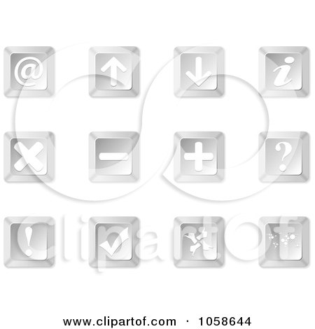 Royalty-Free Vector Clip Art Illustration of a Digital Collage Of Silver 3d Keyboard Web Icons by Andrei Marincas