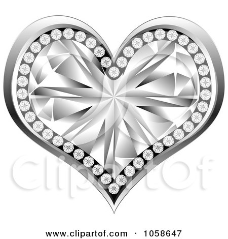 Royalty-Free Vector Clip Art Illustration of a 3d Silver Diamond Heart by Andrei Marincas