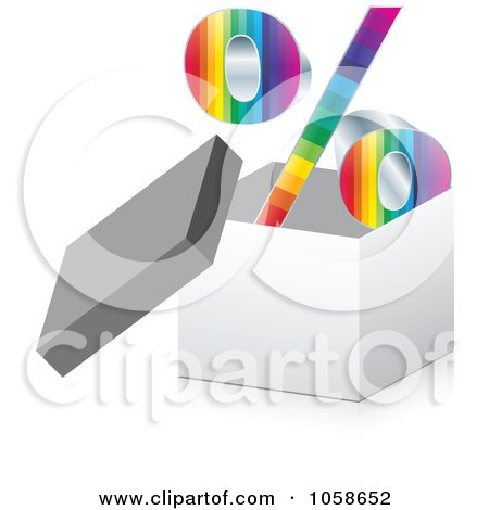 Royalty-Free Vector Clip Art Illustration of a 3d Box With A Rainbow Percent Symbol by Andrei Marincas