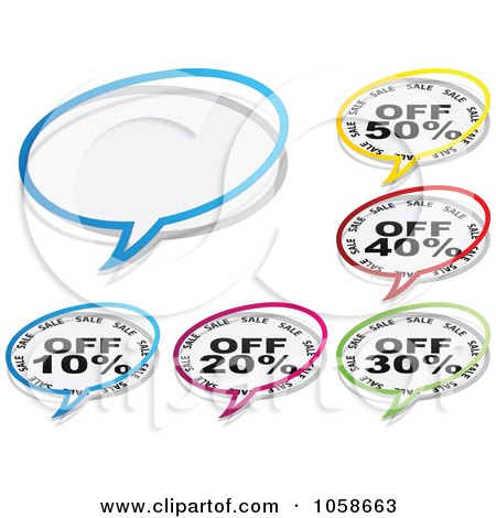 Royalty-Free Vector Clip Art Illustration of a Digital Collage Of Chat Discount Bubbles by Andrei Marincas