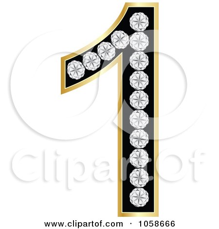 Royalty-Free Vector Clip Art Illustration of a 3d Gold Diamond Number One by Andrei Marincas