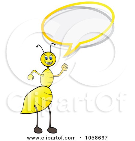 Royalty-Free Vector Clip Art Illustration of a Yellow Ant Talking by Andrei Marincas