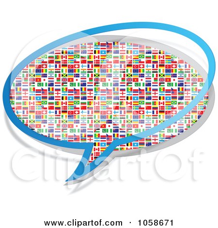 Royalty-Free Vector Clip Art Illustration of a Chat Bubble Of National Flags by Andrei Marincas