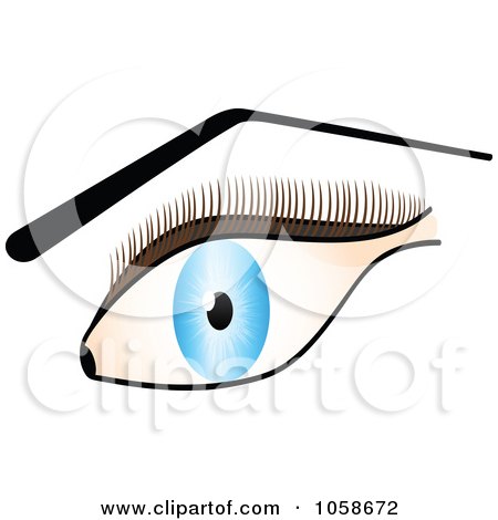 Royalty-Free Vector Clip Art Illustration of a Blue Eye With Brown Lashes And Arched Brows by Andrei Marincas