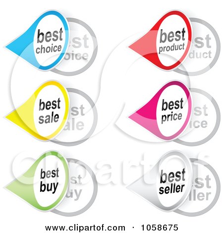 Royalty-Free Vector Clip Art Illustration of a Digital Collage Of Retail Tear Drop Shaped Stickers by Andrei Marincas