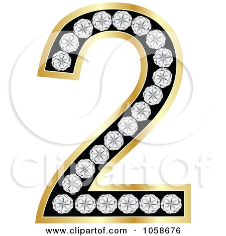 Royalty-Free Vector Clip Art Illustration of a 3d Gold Diamond Number Two by Andrei Marincas