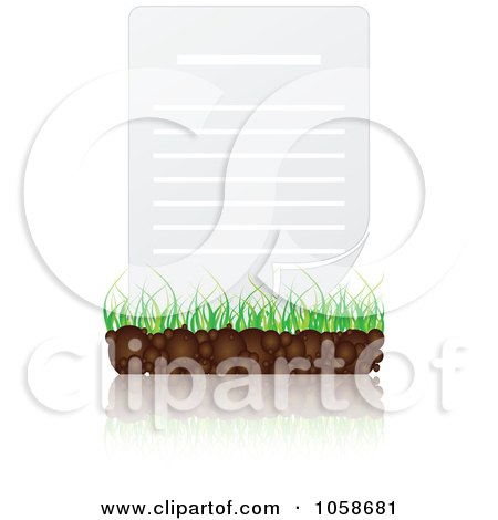Royalty-Free Vector Clip Art Illustration of a 3d Document Page On Grass by Andrei Marincas