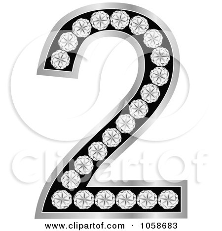 Royalty-Free Vector Clip Art Illustration of a 3d Silver Diamond Number Two by Andrei Marincas