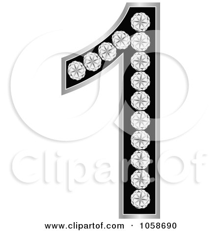 Royalty-Free Vector Clip Art Illustration of a 3d Silver Diamond Number One by Andrei Marincas
