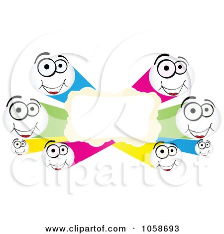 Royalty-Free Vector Clip Art Illustration of a Colorful Frame Of Happy Tube Faces by Andrei Marincas