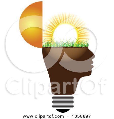 Royalty-Free Vector Clip Art Illustration of a Head Light Bulb With Sunshine by Andrei Marincas