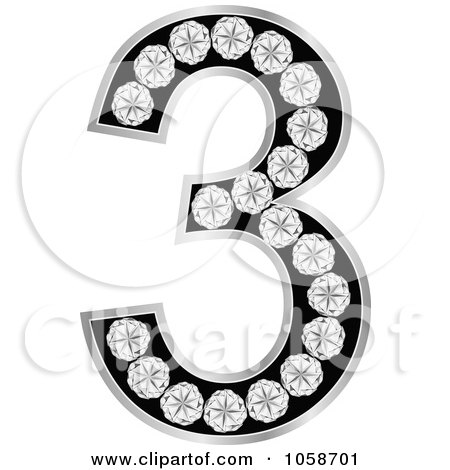 Royalty-Free Vector Clip Art Illustration of a 3d Silver Diamond Number Three by Andrei Marincas