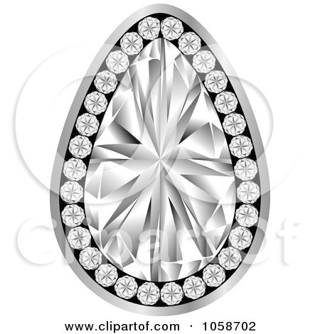 Royalty-Free Vector Clip Art Illustration of a 3d Silver Diamond Easter Egg by Andrei Marincas