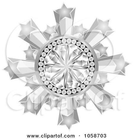Royalty-Free Vector Clip Art Illustration of a 3d Silver Diamond Star Burst Frame by Andrei Marincas