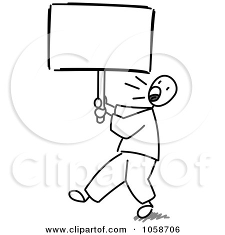 Royalty-Free Vector Clip Art Illustration of a Stick Man Protesting by Frog974