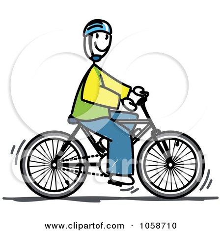 Royalty-Free Vector Clip Art Illustration of a Stick Man Riding A Bicycle by Frog974