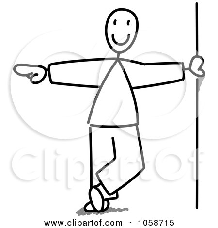 Royalty-Free Vector Clip Art Illustration of a Stick Man Balancing Against A Wall by Frog974