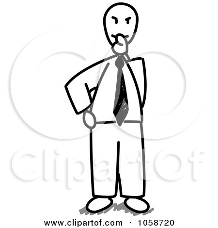 Royalty-Free Vector Clip Art Illustration of a Stick Businessman Shushing by Frog974