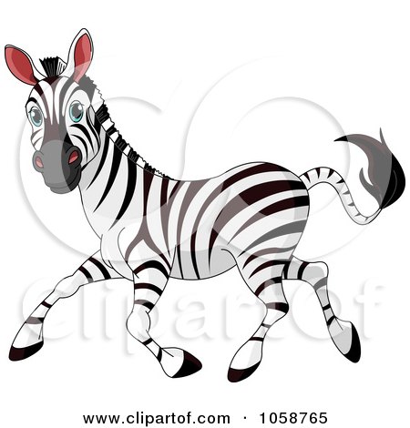 Royalty-Free Vector Clip Art Illustration of a Running Adult Zebra by Pushkin