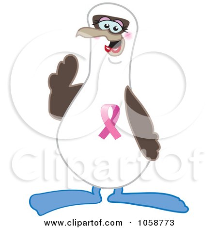 Royalty-Free Vector Clip Art Illustration of a Boobie Bird Breast Cancer Awareness Character Gesturing by Mascot Junction