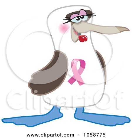 Royalty-Free Vector Clip Art Illustration of a Boobie Bird Breast Cancer Awareness Character Facing Right by Mascot Junction