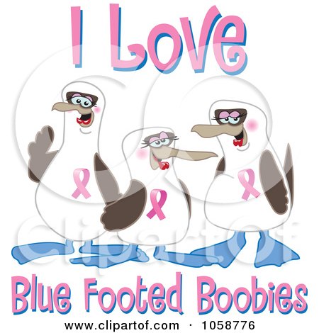 Royalty-Free Vector Clip Art Illustration of Boobie Bird Breast Cancer Awareness Characters With Text - 2 by Mascot Junction