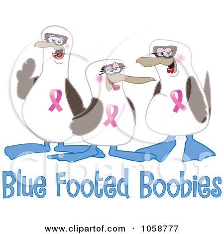 Royalty-Free Vector Clip Art Illustration of Boobie Bird Breast Cancer Awareness Characters With Text - 1 by Mascot Junction