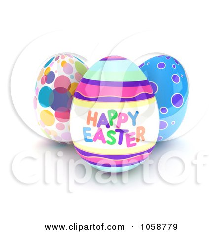 Royalty-Free CGI Clip Art Illustration of 3d Easter Eggs, One With Text by BNP Design Studio