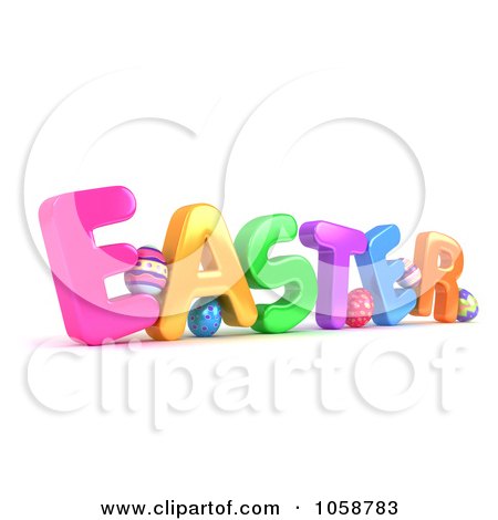 Royalty-Free CGI Clip Art Illustration of a 3d Angled EASTER With Eggs by BNP Design Studio