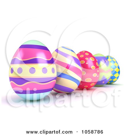 Royalty-Free CGI Clip Art Illustration of a 3d Row Of Easter Eggs by BNP Design Studio