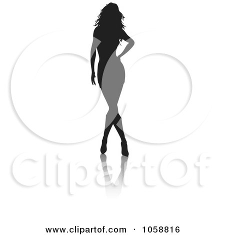 Royalty-Free Vector Clip Art Illustration of a Sexy Silhouetted Woman With A Reflection - 4 by KJ Pargeter