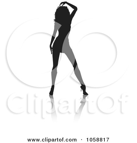 Royalty-Free Vector Clip Art Illustration of a Sexy Silhouetted Woman With A Reflection - 5 by KJ Pargeter