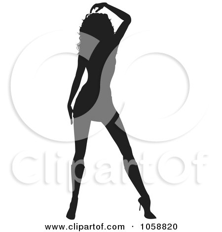 Royalty-Free Vector Clip Art Illustration of a Sexy Silhouetted Woman - 5 by KJ Pargeter