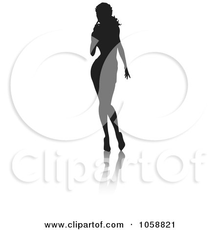 Royalty-Free Vector Clip Art Illustration of a Sexy Silhouetted Woman With A Reflection - 6 by KJ Pargeter
