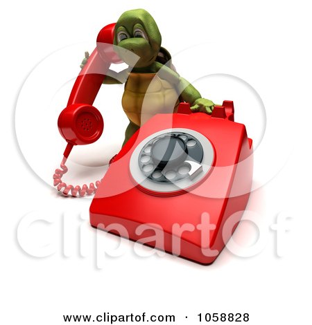 Royalty-Free CGI Clip Art Illustration of a 3d Tortoise Using A Phone by KJ Pargeter