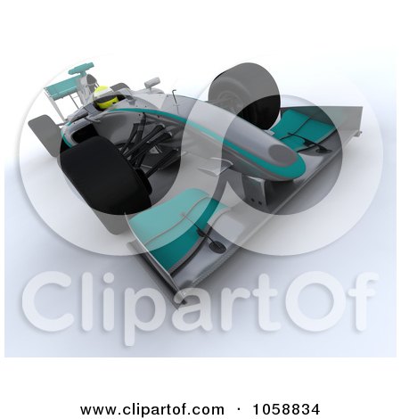 Royalty-Free CGI Clip Art Illustration of a 3d Gray Formula One Race Car by KJ Pargeter