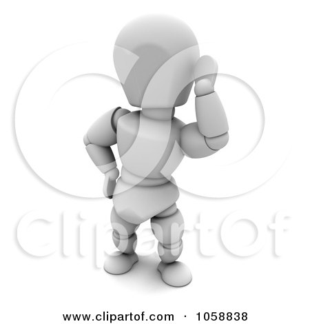 Royalty-Free CGI Clip Art Illustration of a 3d White Character Cupping His Hear And Listening by KJ Pargeter