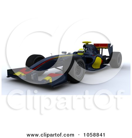 Royalty-Free CGI Clip Art Illustration of a 3d Blue Formula One Race Car by KJ Pargeter