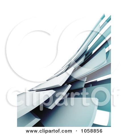 Royalty-Free CGI Clip Art Illustration of a 3d Abstract Modern Background Of Blue Architectural Boards by chrisroll