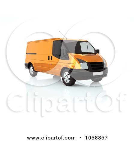 Royalty-Free CGI Clip Art Illustration of a 3d Orange Delivery Van by chrisroll