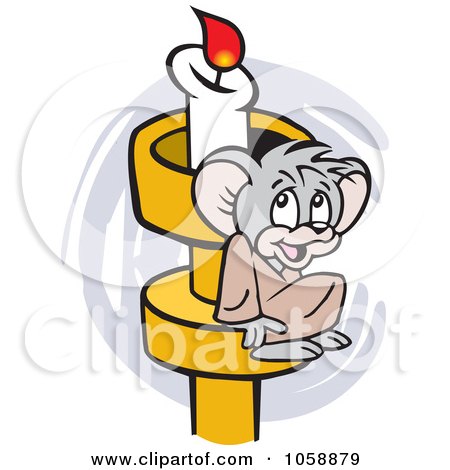 Royalty-Free Clip Art Illustration of a Micah Mouse On A Candle Holder by Johnny Sajem