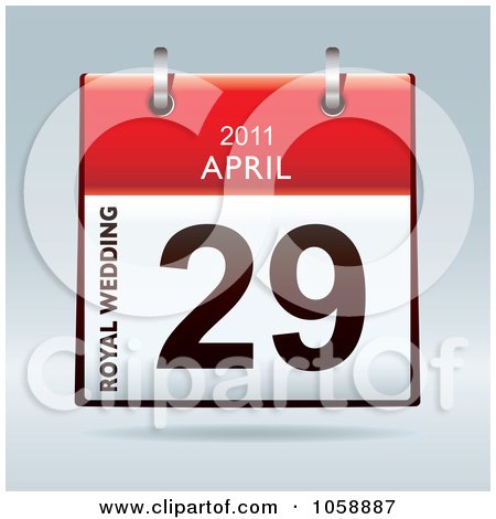 Royalty-Free Vector Clip Art Illustration of a 3d Royal Wedding For William And Kate April 9 2011 Flip Desk Calendar by michaeltravers