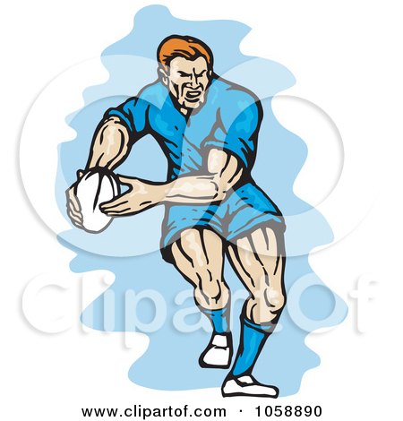 Royalty-Free Vector Clip Art Illustration of a Rugby Player Running With A Ball by patrimonio