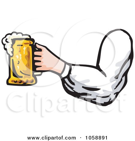 Royalty-Free Vector Clip Art Illustration of a Hand Holding Out A Beer by patrimonio