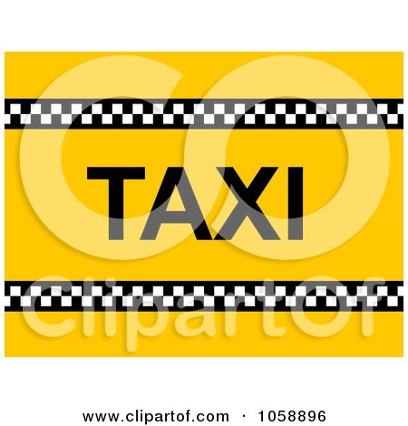 Royalty-Free Clip Art Illustration of a Yellow Background With A Checkered Line And Taxi Text - 2 by oboy