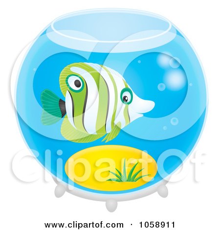 Royalty-Free Clip Art Illustration of a Tropical Fish In A Bowl by Alex Bannykh