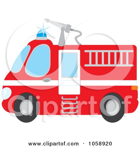 Royalty-Free Vector Clip Art Illustration of a Red Fire Engine by Alex Bannykh