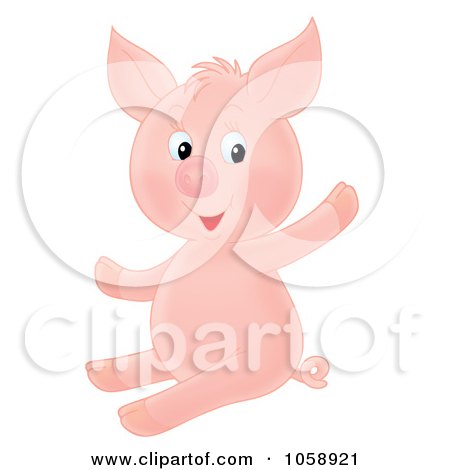 Royalty-Free Clip Art Illustration of a Cute Waving Piglet by Alex Bannykh