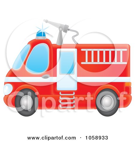 Royalty-Free Clip Art Illustration of an Airbrushed Red Fire Engine by Alex Bannykh