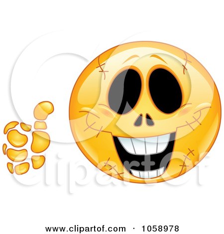 Royalty-Free Vector Clip Art Illustration of an  Emoticon Face With Stitches, Holding A Thumb Up by yayayoyo
